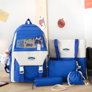 Tas Import , Tas Ransel , JTF12473-brightblue Tas Ransel Lucu 5in1 Wanita Cantik Terbaru